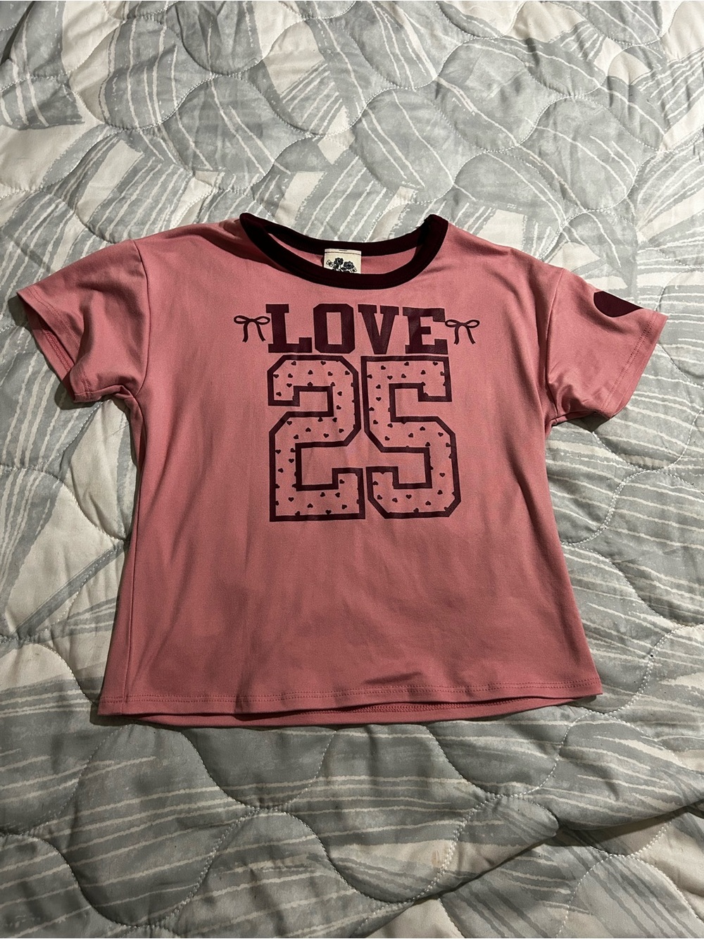 Lily Bleu Pink 'LOVE 25' Graphic Tee with Dark Trim